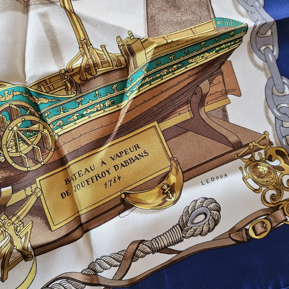 Hermès Blue Musee Ledoux 90 Scarf - Picture 4 of 6